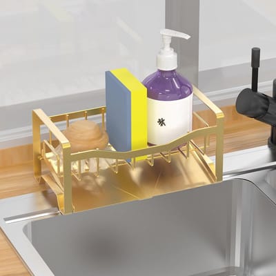 Aanrecht Caddy Organizer met RVS Afvoerbak - Praktische Sponshouder voor Keuken
