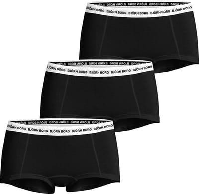 Björn Borg Dames Boxershorts Logo Vrouwen Onderbroek - 3 stuks - Katoen - Zwart - Maat XL