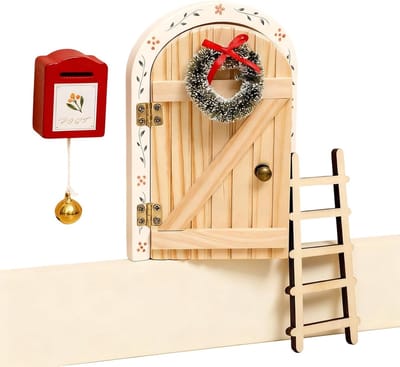 Sprookjesdeur Set - Miniatuur Decoratie - Feestelijke Decoratie - Charmante Houten Deur - 15 x 10 x 4 cm