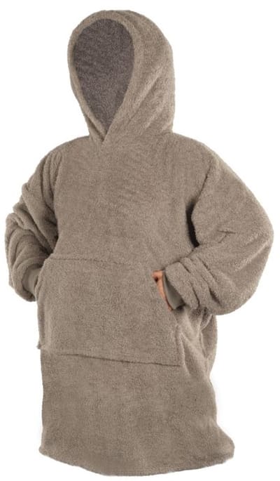 Tiseco - Hoodie COCOON - Deken met Mouwen - Fleece - Unisex - One Size, taupe