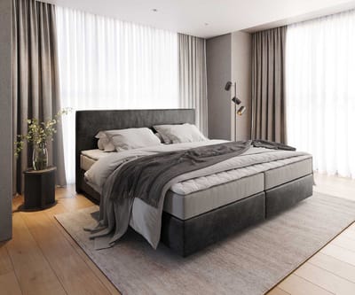Boxspring bed Dream-Well Microvezel antraciet vintage 200x200 cm met pocketveringmatras en Visco topper