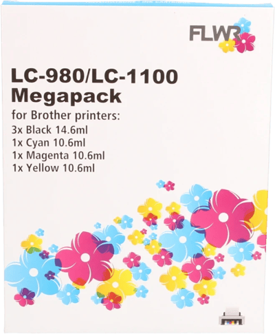 FLWR - Cartridges / Brother LC980/1100 Megapack / zwart en kleur / Geschikt voor Brother