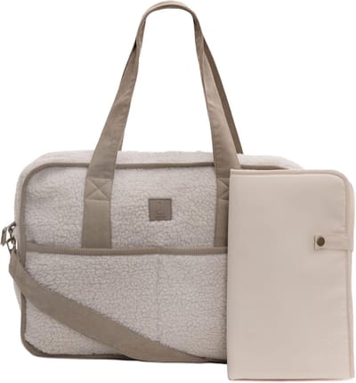 Luiertas - Babytas Kinderwagen - Baby Verzorging - Zachte Teddystof - 42 x 30 x 13 cm - Beige
