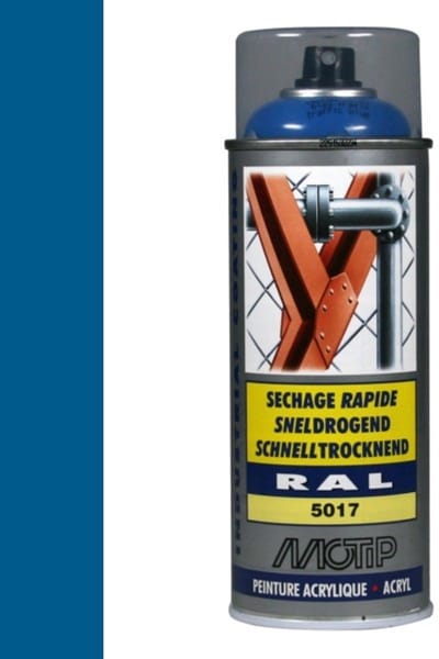 Motip industrial acryllak hoogglans RAL 5017 verkeersblauw - 400 ml.