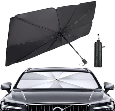 Dailygoods- Autozonnescherm 140x80cm - Opvouwbaar - UV-bescherming - Reflecterende Parasol - Universeel voor Auto's/SUV's - Bescherming Dashboard - Zonnescherm
