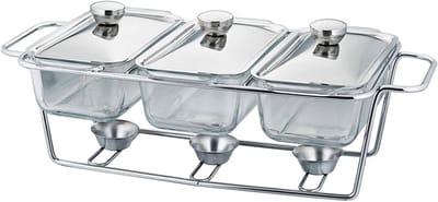 Voedselverwarmer Set - Warmhoudplaat Buffet - Gerechten Warm Houden - Roestvrij Staal - Drie Roosters - Zilver