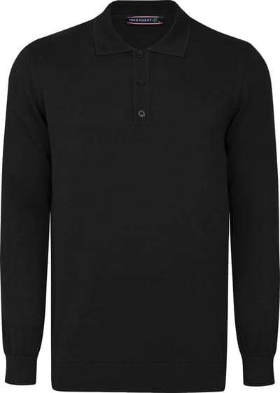 Felix Hardy Gebreide Polo Trui - Polo Kraag - Sweater - 100% Katoen Heren Zwart - 2Xl