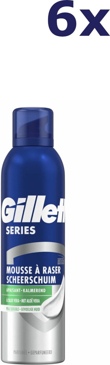Gillette Series - Scheerschuim - Gevoelige Huid - With Aloe Vera - 250ml x 6