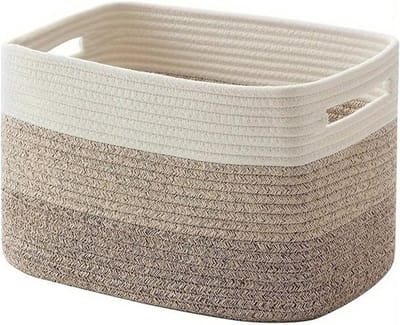 Katoenen Opbergmand 65L - Rechthoekige Wasman - Gevlochten Mand voor Dekens, Speelgoed & Was - 100% Natuurlijk & Veilig - Woonkamer & Babykamer - Bruin