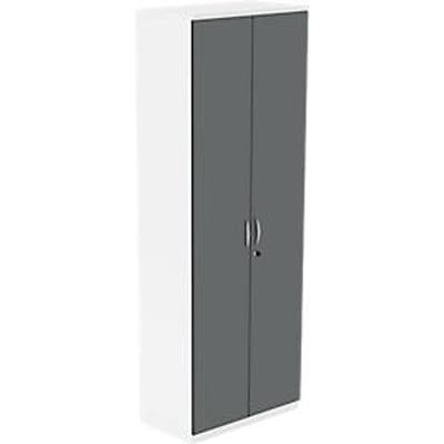 Vleugeldeurkast NEVADA - houten - B 800 x D 445 x H 2225 mm - 6 OH - wit en donkergrijs