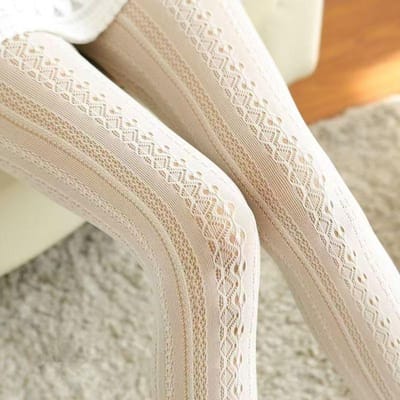 Herfst Dames Lolita Panty's Koffie Kant Kousen Vrouw Uitgesneden Witte Dames Panty's Dames Gesneden Sokken Panty's One Size beige