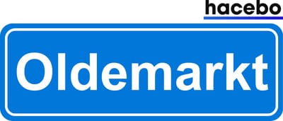 Hacebo - Plaatsnaam Sticker - 29x10 CM - Oldemarkt sticker - Verkeersborden sticker - grappige cadeaus - Oldemarkt