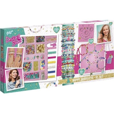 Totum XL armbandjes knutselset - 50 armbandjes maken 1700+ stuks - Design & Shine Happy Bracelets Fashion knutselset cadeau tip creatief speelgoed meisjes vanaf 6 jaar