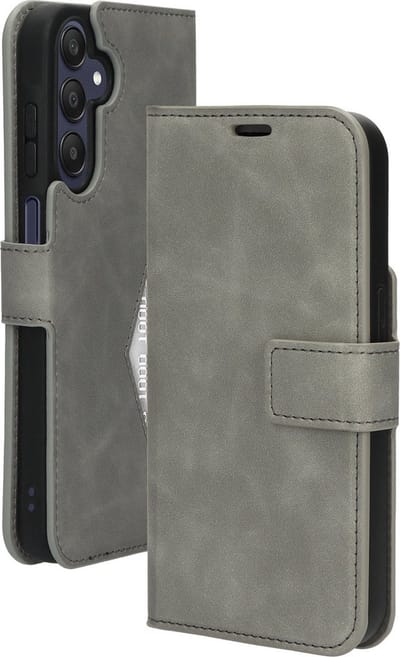 Mobiparts hoesje geschikt voor Samsung Galaxy A25 - Wallet/Boekhoesje - Eco Leer - Magneet Sluiting - Opberg vakken - Grijs