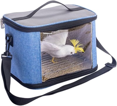 Vogel Draagtas - Reiskooi Huisdier - Veilig Vervoer - Transparant Ademend - 27x18x19 cm - Blauw