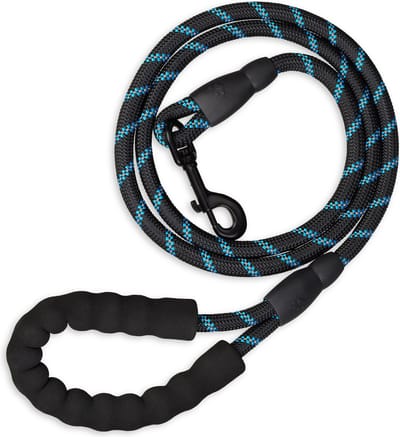 hondenriem reflecterend - 150 cm - gepolsterde handlus - kleine en grote honden - tot 50 kg - nylon - zwart