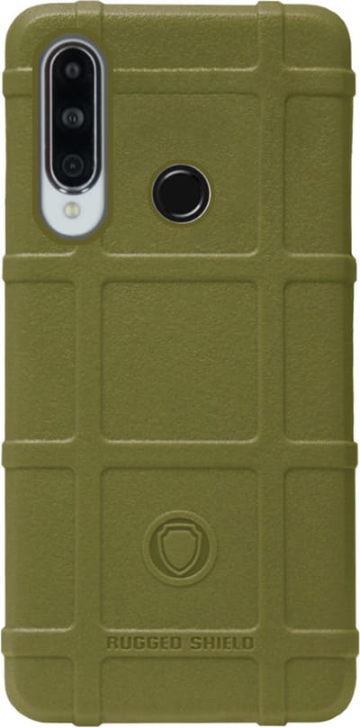 RUGGED SHIELD Rubber Bumper Case Hoesje Geschikt voor Huawei Y6p - Groen