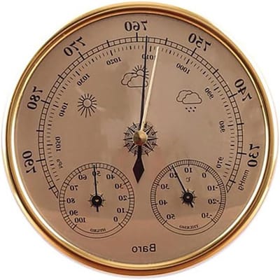 Weerstation 3-in-1 - Barometer Thermometer - Buitenweer Meten - Analoge Wijzerplaat - 13 x 4.1 cm - Zilver