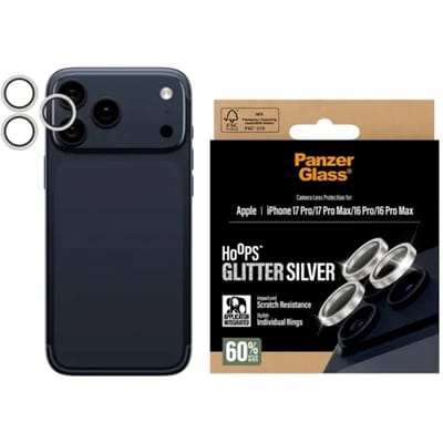 PanzerGlass Hoops® Glitter Silver Camera Lens Protector iPhone 17 Pro | iPhone 17 Pro Max | iPhone 16 Pro | 16 Pro Max