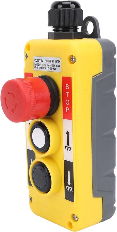 Hijskraan Drukknopschakelaar - Hangende Controller - Machine Bediening - IP68 Waterbestendig - 18 x 8 x 6 cm - Grijs