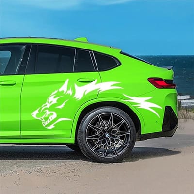 1 stuk Huilende Wolf Sticker voor op de Auto Vinyl Sticker Waterdichte Autodecoratie 130*50cm wit