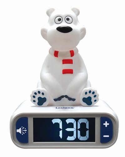 Wekker met Nachtlampje 3D-ontwerp Animals Polar Bear en geluidseffecten