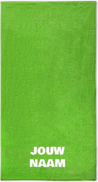Strandlaken met naam limegroen 100x200cm