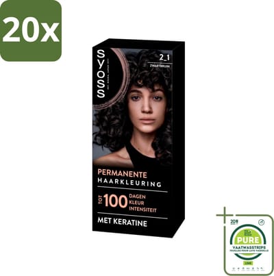 20 x SYOSS - Coloration 2-1 Zwartbruin - Haarverf - Grijsdekking - Vermindert Haarbreuk - Grootverpakking - Permanente Haarkleuring - Haarkleur - Grijsdekking - Keratine - Haarkleuring Thuis