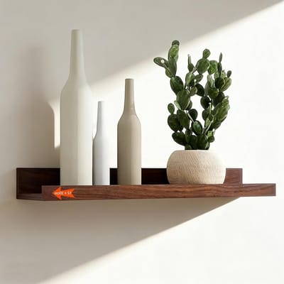 Drijvende Wandplanken 30 cm, Horizontaal Ontwerp van Vurenhout voor Badkamer, Keuken, Woonkamer en Kantoor, Kleur Walnoot, Muurbevestigde Plank voor Decoratie en Opberging
