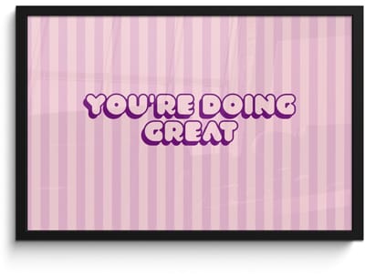 Poster in lijst - Fotolijst 60x40 cm - Posters - Paars - Strepen - You're doing great - Schaduw - Posterlijst zwart - Decoratie - Wanddecoratie woonkamer - Muurdecoratie slaapkamer