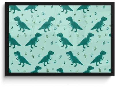 Poster in lijst - Fotolijst 60x40 cm - Posters - Donkergroen - Dinosaurussen - Afdrukken - Bladeren - Posterlijst zwart - Decoratie - Wanddecoratie woonkamer - Muurdecoratie slaapkamer