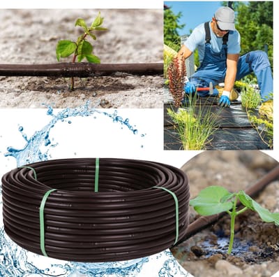 Watermil Drip Systeem Druppelslang Druppelbuis Bruine Drukgecompenseerde Druppelleiding voor besproeien van bloemperken en plantrijen, waterbesparing 16mm / 2.2 LPH Druppelafstand 33 cm / 100m