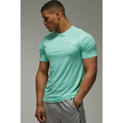 Heren Active Camo Regular Fit T-shirt | Aqua | Size XS