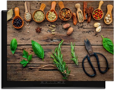 KitchenArt - Roots & Recipes - Inductie Beschermer - 80x52 cm - Kookplaat Beschermer - Luxe Afdekplaat Inductieplaat - Anti-slip & Oprolbaar - Beschermmat Inductiekookplaat