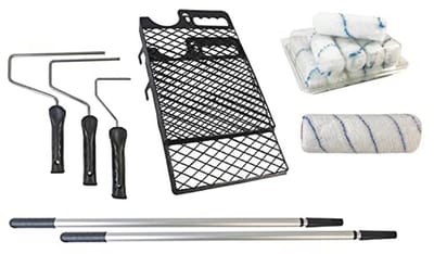 Complete 20-delige verfroller set met telescoopstangen en kleurroosters voor professionele resultaten