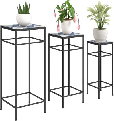Outsunny plantenstandaard - metaal - 28L x 28B x 71H cm - blauw
