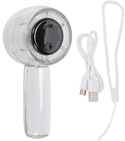 fan-Draagbare turboventilator, 5 instelbare snelheden, oplaadbaar, compact, met digitaal display, geschikt voor kamperen in de buitenlucht, wit.