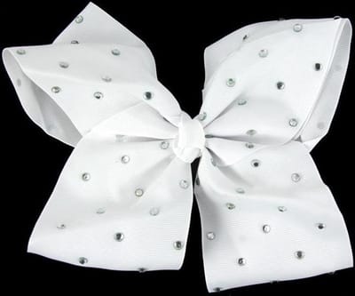 Haarstrik meisjes met aligatorclip wit met steentjes 14x20 cm