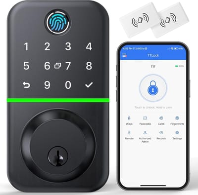 Slimme Deadbolt Deurslot met Toetsenbord - Vingerafdruk & Bluetooth Toegangscontrole - Waterdicht en Eenvoudige Installatie