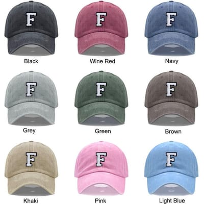 Initialen A-Z Borduur Baseballpet Voor Mannen Vrouwen Hoge Kwaliteit Gewassen Katoen Dad Hats Team Sport Vizieren Snapback Petten Wine Red Hat gray