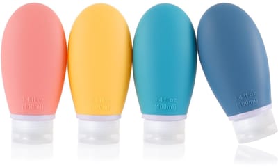 reisflessen,4 stuks 100 ml lekvrije,knijpbare hervulbare draagbare lege reisflessen Accessoires containers voor toiletartikelen Shampoo Conditioner Lotion, BPA-vrij en TSA-goedgekeurd