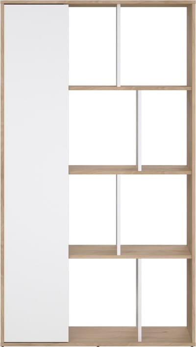 Maze wandkast 1 deur okkernoot decor wit hoog glans.