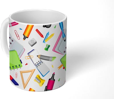 Mok - Koffiemok - Patroon - School - Potlood - Mokken - 350 ML - Beker - Koffiemokken - Theemok