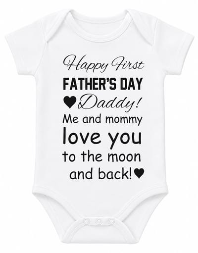 cadeau romper baby tekst eerste vaderdag tekst papa happy first fathers day korte mouw wit maat 50-56 jongen meisje unisex