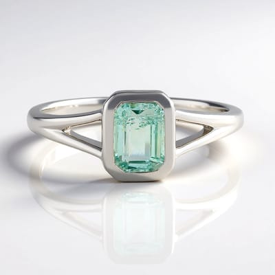 Cavill - 925 Sterling Zilver Ring - Paraiba Smaragd 0,92 ct - Achthoekig Trapgeslepen Edelsteen - Moderne Bezel Zetting - Nigeriaans
