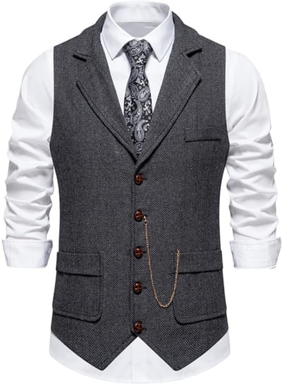 Dailygoods- Vest Mouwloos - Klassiek Casual - V-hals - Gouden Knopen - Verstelbare Taille - 95% Polyester/4% Spandex - Herenvest