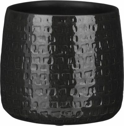 Mica Decorations Plantenpot - keramiek - zwart - D19/H17 cm - bloempot
