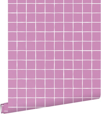 ESTAhome behang geblokt motief paars - 50 x 900 cm - 131269