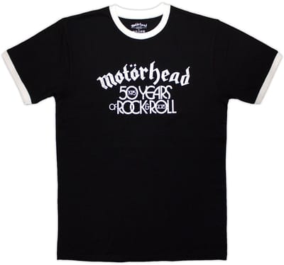 Motorhead - 50 Years Text Lock Up Ringer Heren T-shirt - S - Zwart