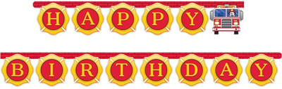 BIGIEMME SRL - Kartonnen Happy Birthday Brandweerwagen Slinger 3m Jongens Verjaardagsdecoratie